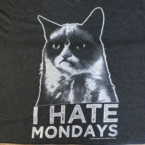 Grumpy Cat I Hate Mondays t shirt XXL - Picture 2 of 6